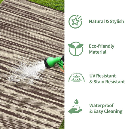 GENIMO Irregular Short Stripe Printed Waterproof Outdoor Rug