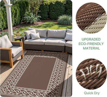 GENIMO Bohemian Style Waterproof Outdoor Rug Beige