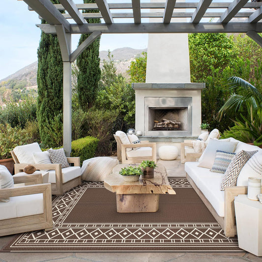 GENIMO Bohemian Style Waterproof Outdoor Rug Beige