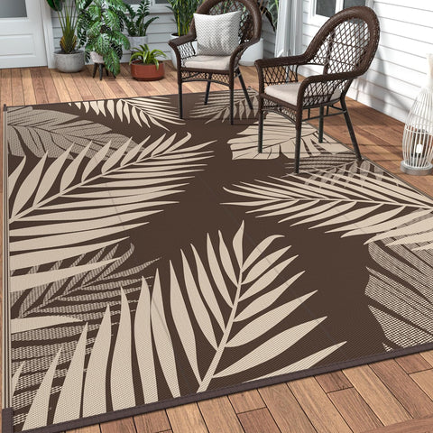 GENIMO Outdoor Rug Waterproof for Patios Clearance Brown