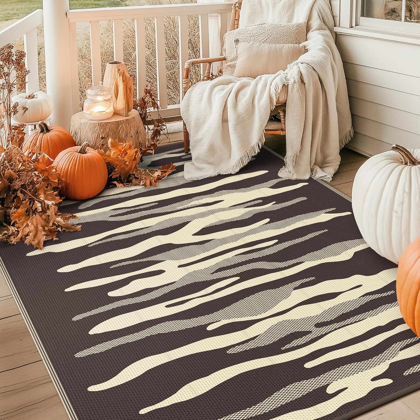 GENIMO Simple Abstract Stripe Printed Waterproof Outdoor Rug