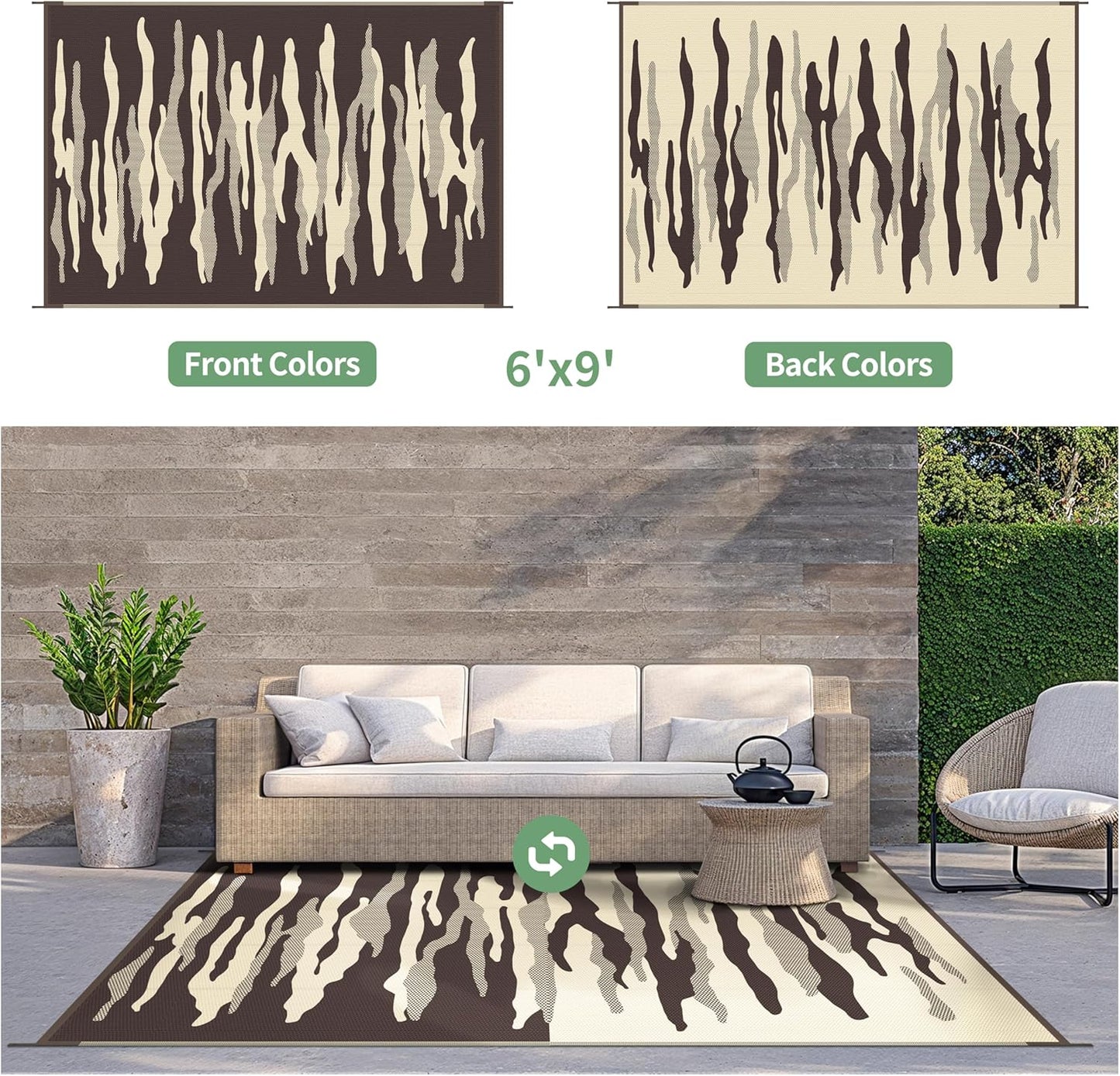 GENIMO Simple Abstract Stripe Printed Waterproof Outdoor Rug
