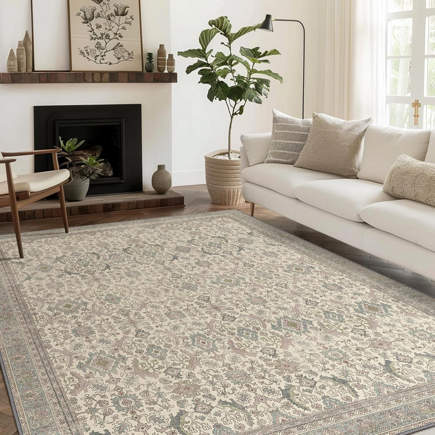 GENIMO Vintage Bohemian Symmetrical Print Warm Color Soft Area Rug
