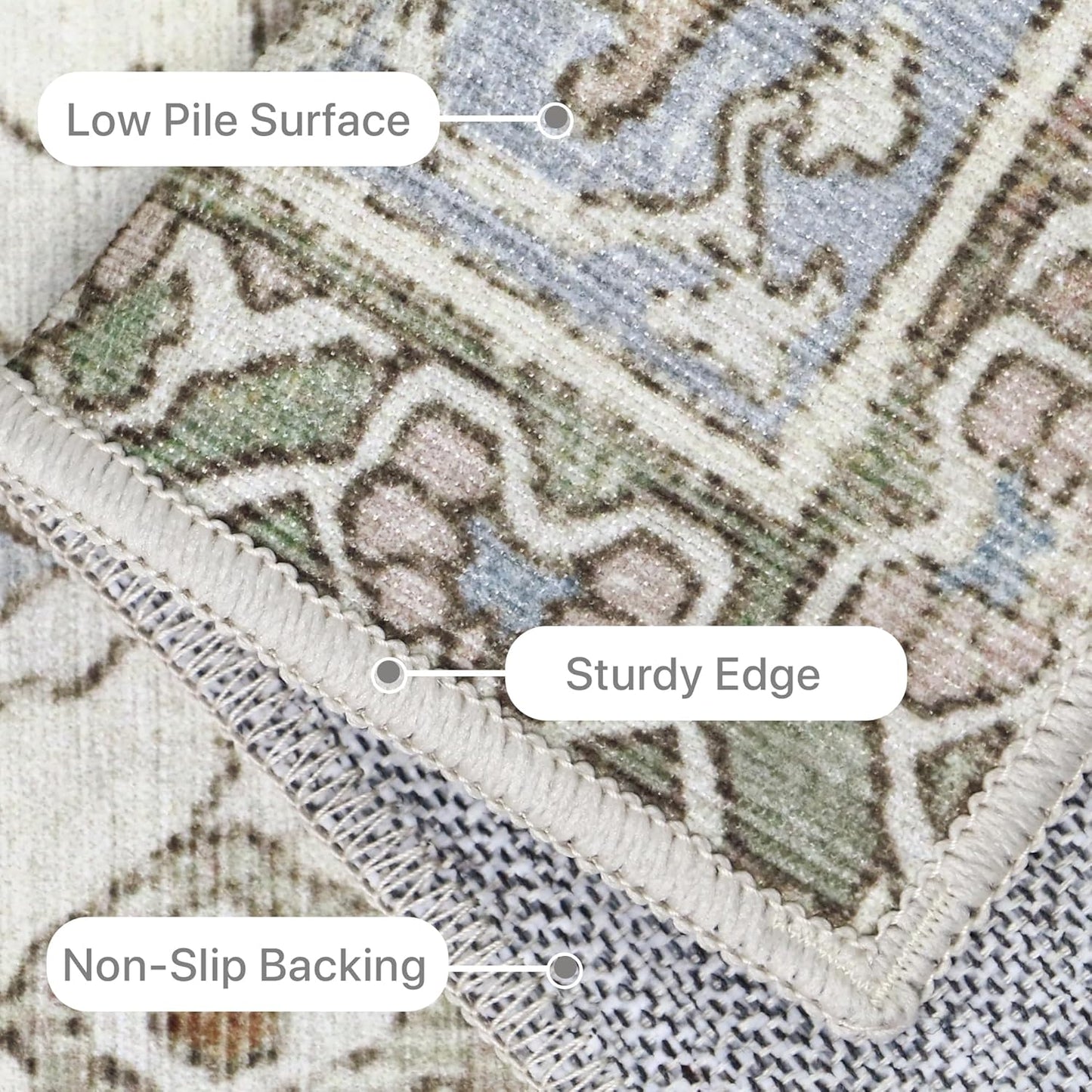 GENIMO Vintage Bohemian Symmetrical Print Warm Color Soft Area Rug