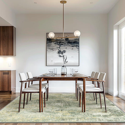 GENIMO Modern Healing Green Abstract Textured Washable Area Rug