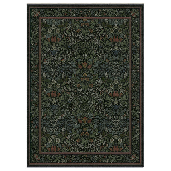 Runa Washable Vintage Floral Print Green Rugs