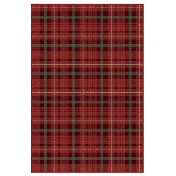 Valence Christmas Washable Classic Checkerboard Belgian Velvet Rug Red