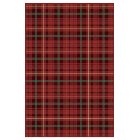 Valence Christmas Washable Classic Checkerboard Belgian Velvet Rug Red