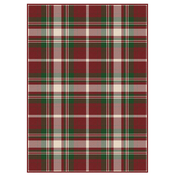 Valence Christmas Washable Classic Checkerboard Belgian Velvet Rug Green and Red