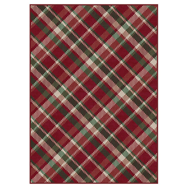 Valence Christmas Washable Classic Checkerboard Belgian Velvet Rug Colorful