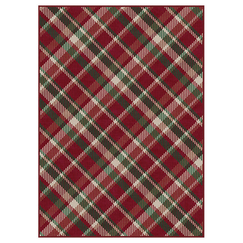 Valence Christmas Washable Classic Checkerboard Belgian Velvet Rug Colorful