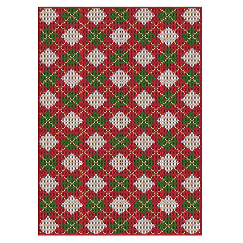 Althea Christmas Checkered Washable Belgian Velvet Rug