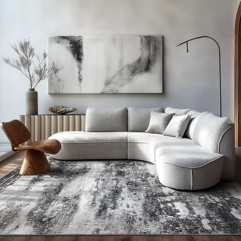 GENIMO Modern Abstract Print Soft Area Rug Gray