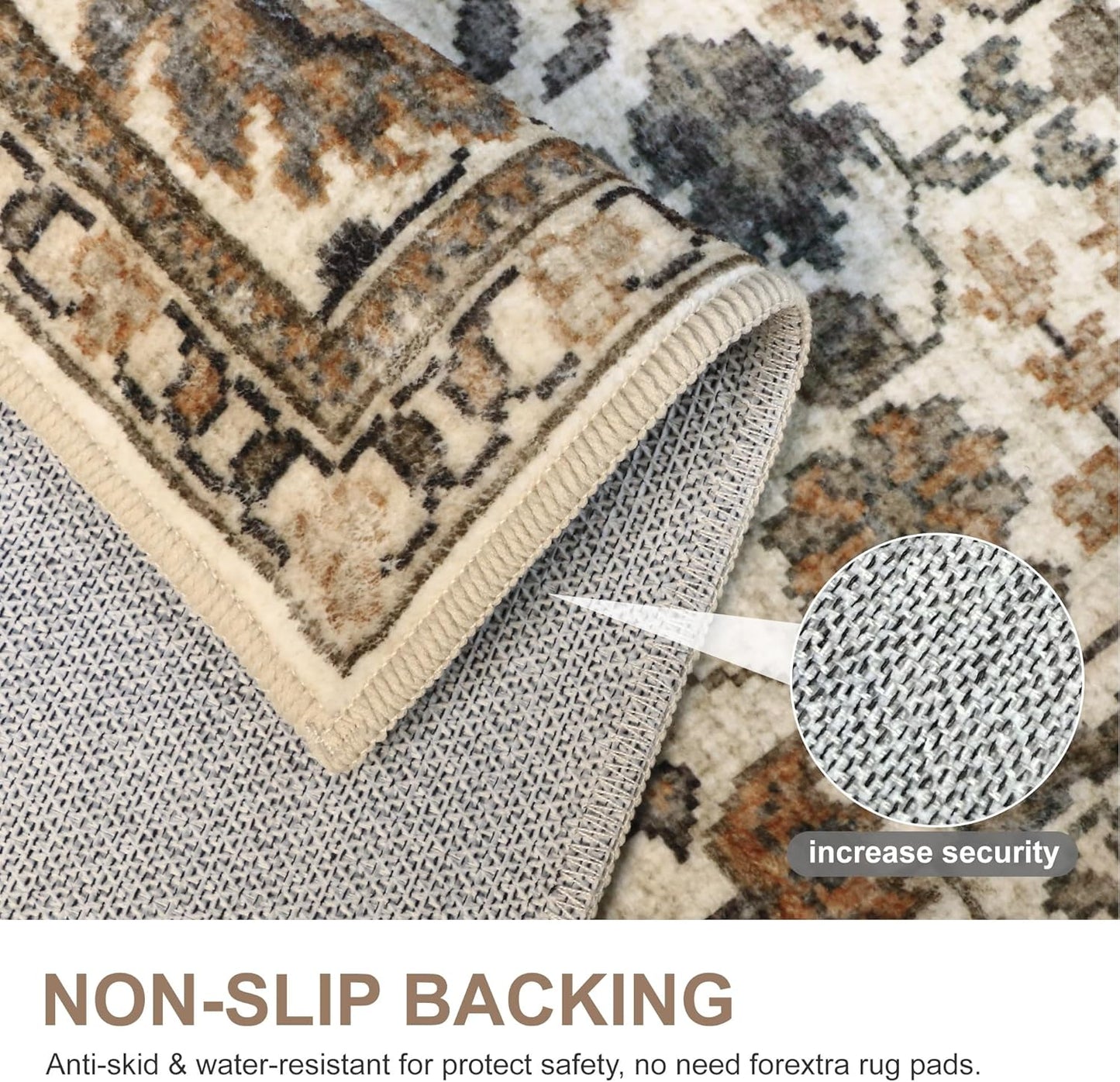 GENIMO Vintage Floral Rug Non-Shedding Distressed Area Rug