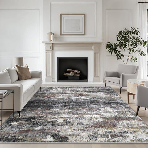 GENIMO Modern Abstract Print Soft Area Rug Gray