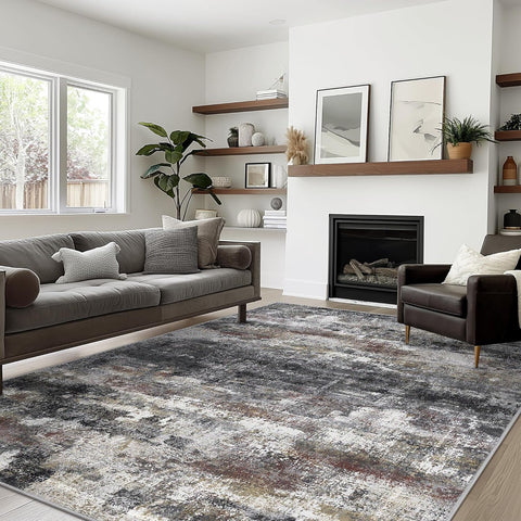 GENIMO Modern Abstract Print Soft Area Rug Gray