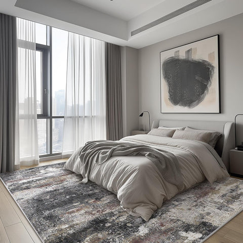 GENIMO Modern Abstract Print Soft Area Rug Gray