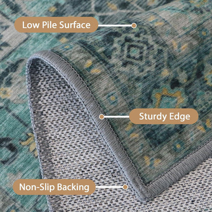 GENIMO Vintage Print Machine Washable Runner Rug