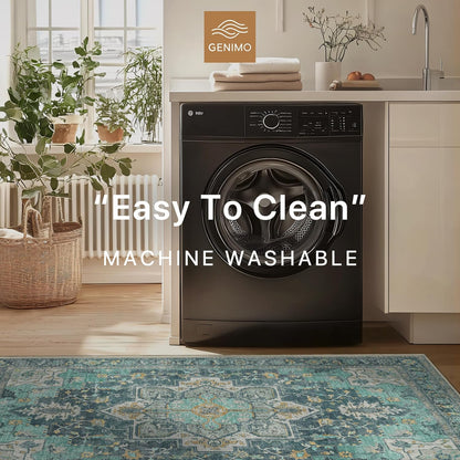 GENIMO Vintage Print Machine Washable Runner Rug