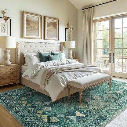 GENIMO Vintage Classic Print Cool Color Washable Area Rug