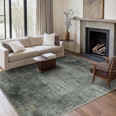 GENIMO Modern Abstract Textured Machine Washable Area Rug Gray