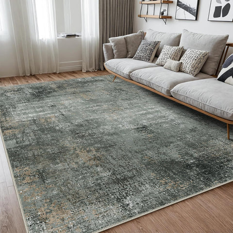 GENIMO Modern Abstract Textured Machine Washable Area Rug Gray