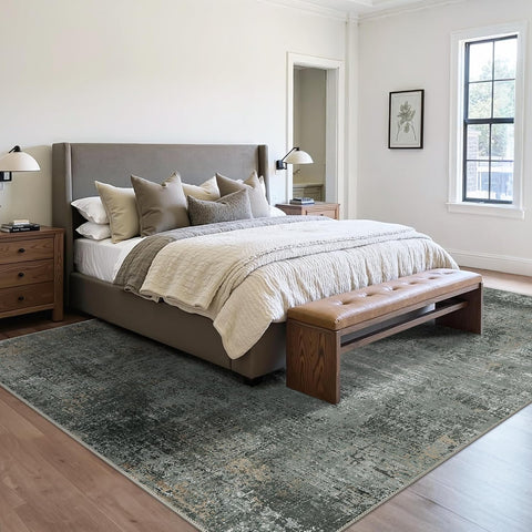GENIMO Modern Abstract Textured Machine Washable Area Rug Gray