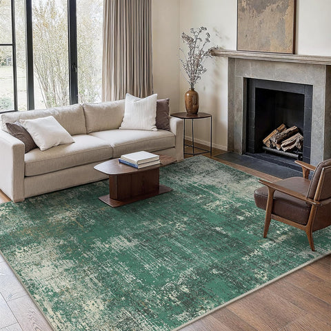 GENIMO Modern Abstract Textured Machine Washable Area Rug Green