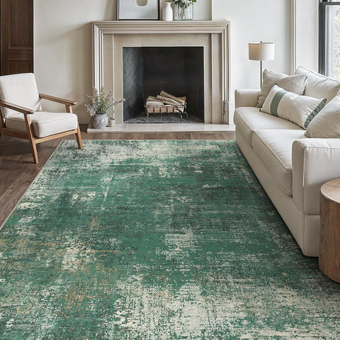 GENIMO Modern Abstract Textured Machine Washable Area Rug Green