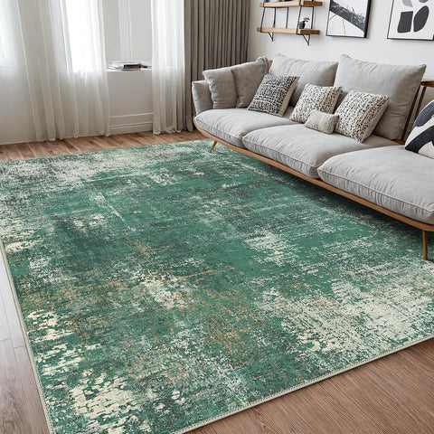 GENIMO Modern Abstract Textured Machine Washable Area Rug Green