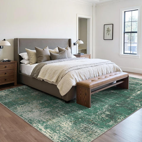 GENIMO Modern Abstract Textured Machine Washable Area Rug Green