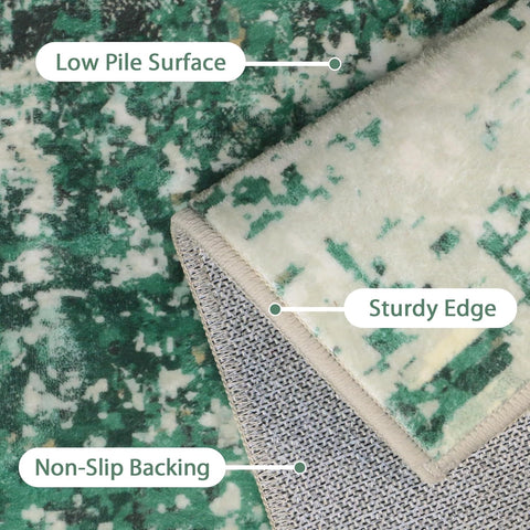 GENIMO Modern Abstract Textured Machine Washable Area Rug Green