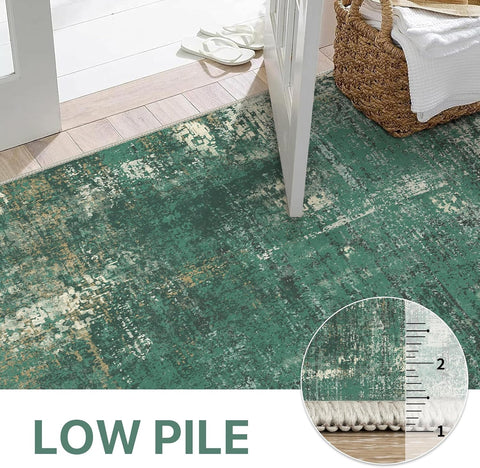 GENIMO Modern Abstract Textured Machine Washable Area Rug Green