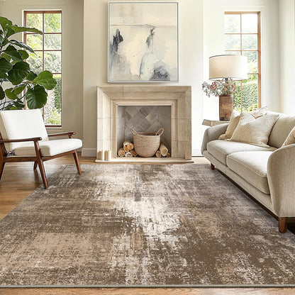 GENIMO Washable Area Rug Modern Brown Urban Mist