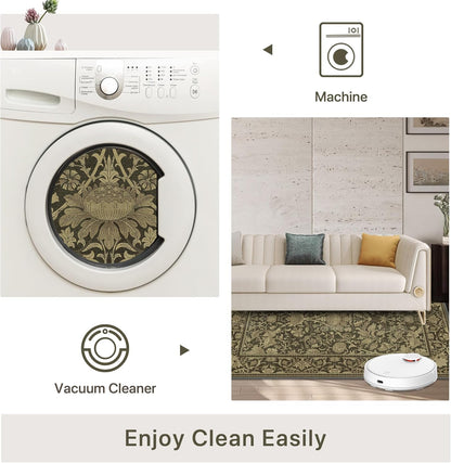 GENIMO Mysteriously Gorgeous Floral Pattern Print Area Rug