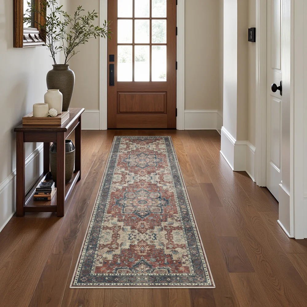 Rasist Rug Daria Vintage Persian Tribal Washable Rug in Reddish Brown | GENIMO