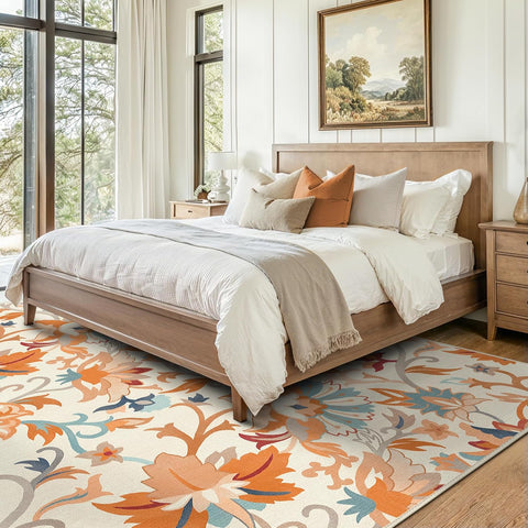 GENIMO Washable Daisy Painted Low Pile Area Rug