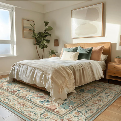 GENIMO Aesthetic Floral Pattern Print Area Rug