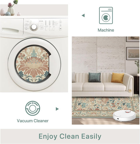 GENIMO Aesthetic Floral Pattern Print Area Rug