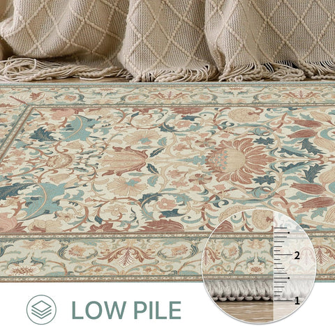 GENIMO Aesthetic Floral Pattern Print Area Rug