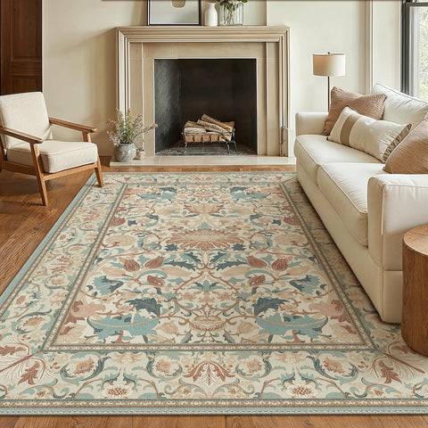 GENIMO Aesthetic Floral Pattern Print Area Rug