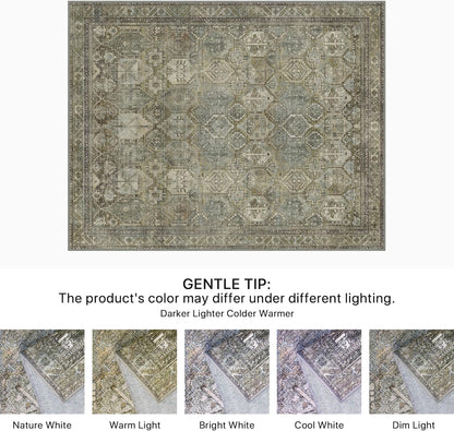 GENIMO Vintage Classic Print Dark Color Washable Area Rug