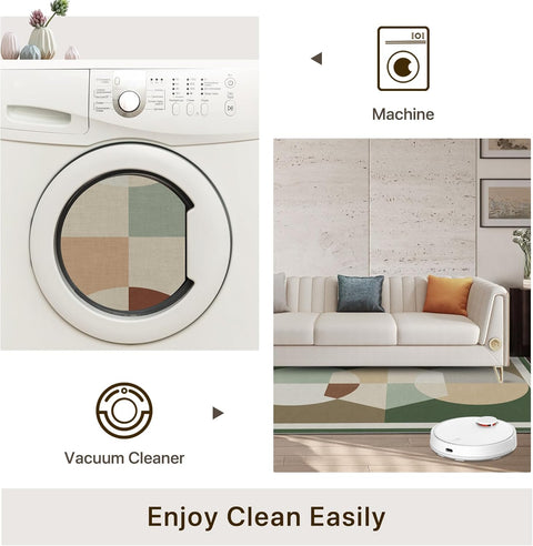 GENIMO Modern Geometric Aesthetic Patchwork Design Non-Slip Area Rug