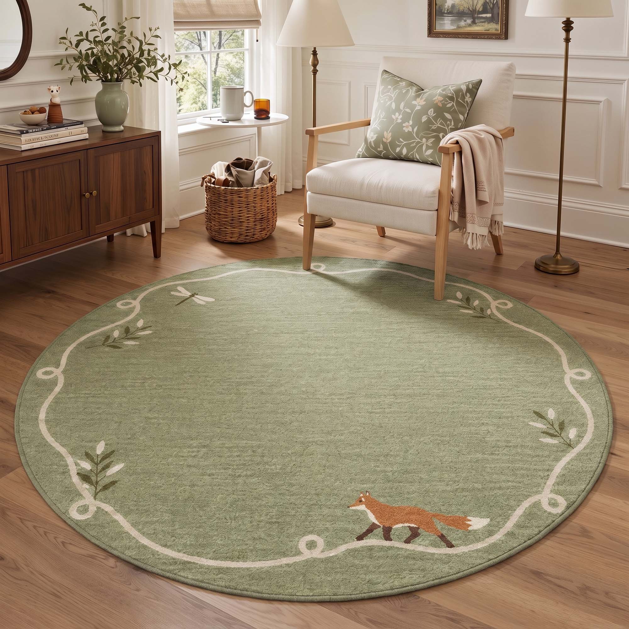 Foxen Modern Foxy Green Rug - Washable | GENIMO