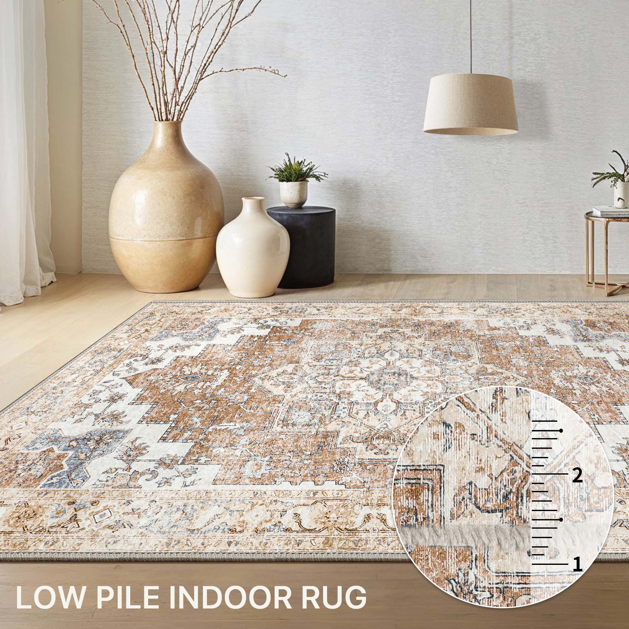 GENIMO Machine Washable Rugs Non Slip Carpet with Gripper
