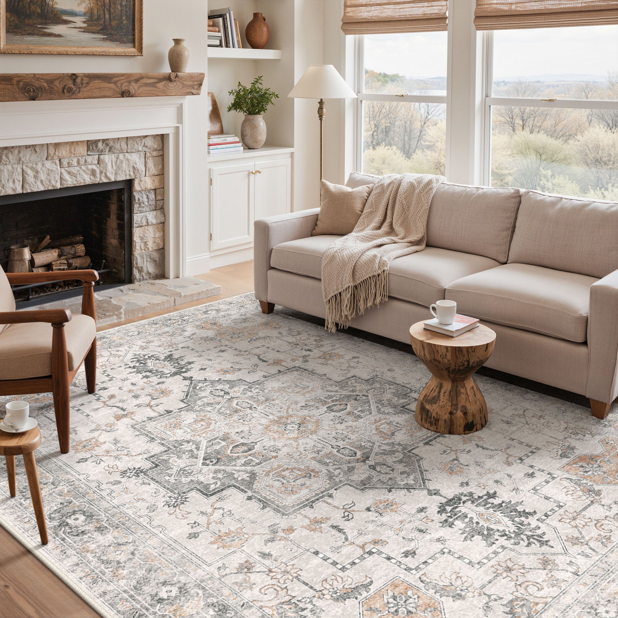 GENIMO Machine Washable Rugs Non Slip Carpet with Gripper