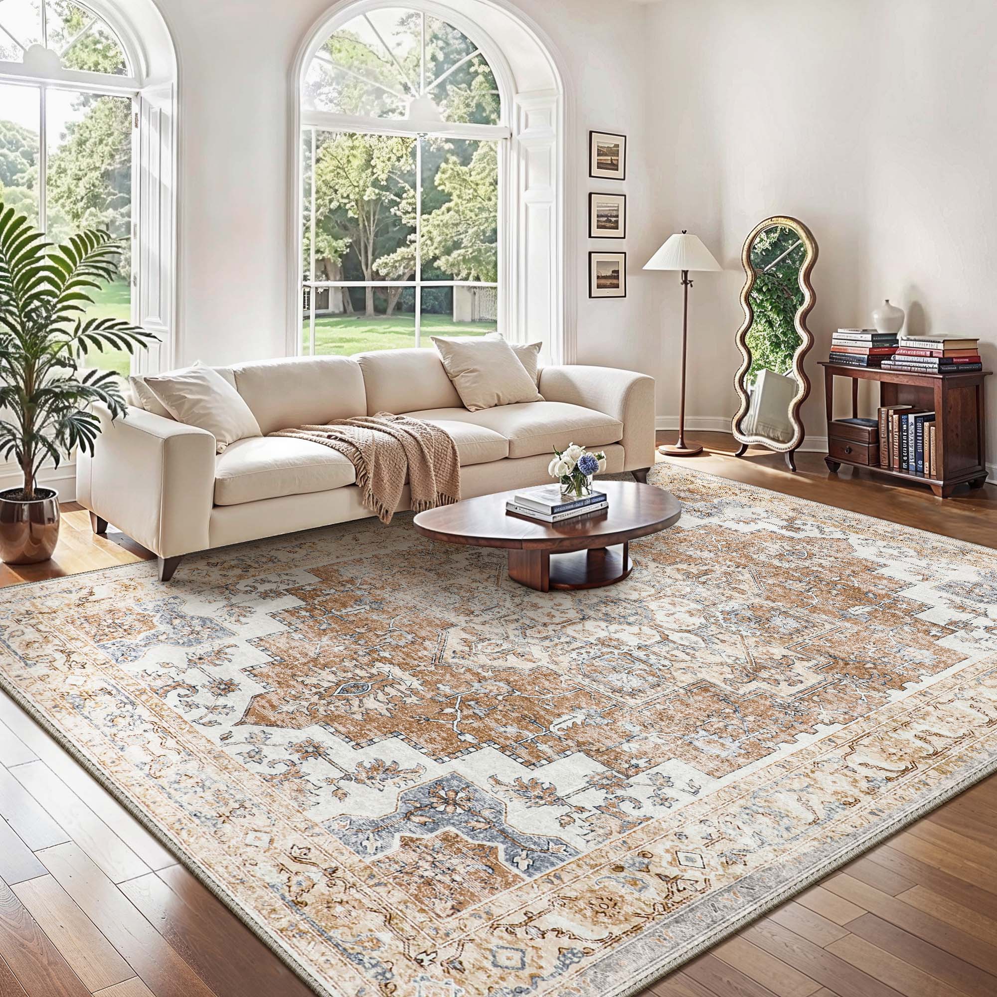 GENIMO Machine Washable Rugs Non Slip Carpet with Gripper