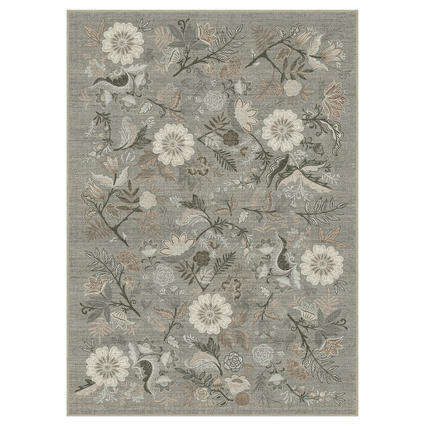 Liora Washable Modern Forest Floral Gray Rug