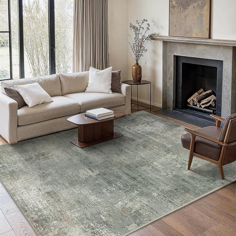 GENIMO Modern Abstract Textured Machine Washable Area Rug Green