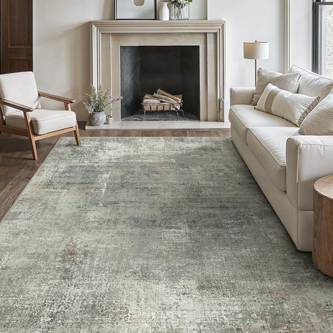 GENIMO Modern Abstract Textured Machine Washable Area Rug Green
